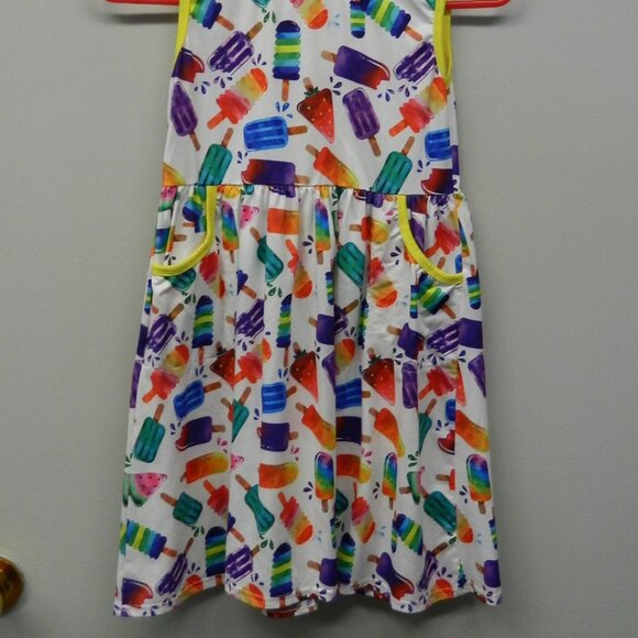 Girls size 7/8 Knit Milk Silk Dress Popsicle Theme - Picture 5 of 5